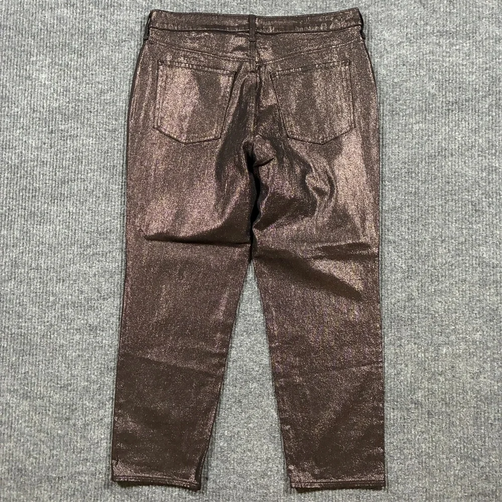 Old Navy High Rise OG Straight Ankle Jeans Womens Size 14‎ Black Shine Metallic